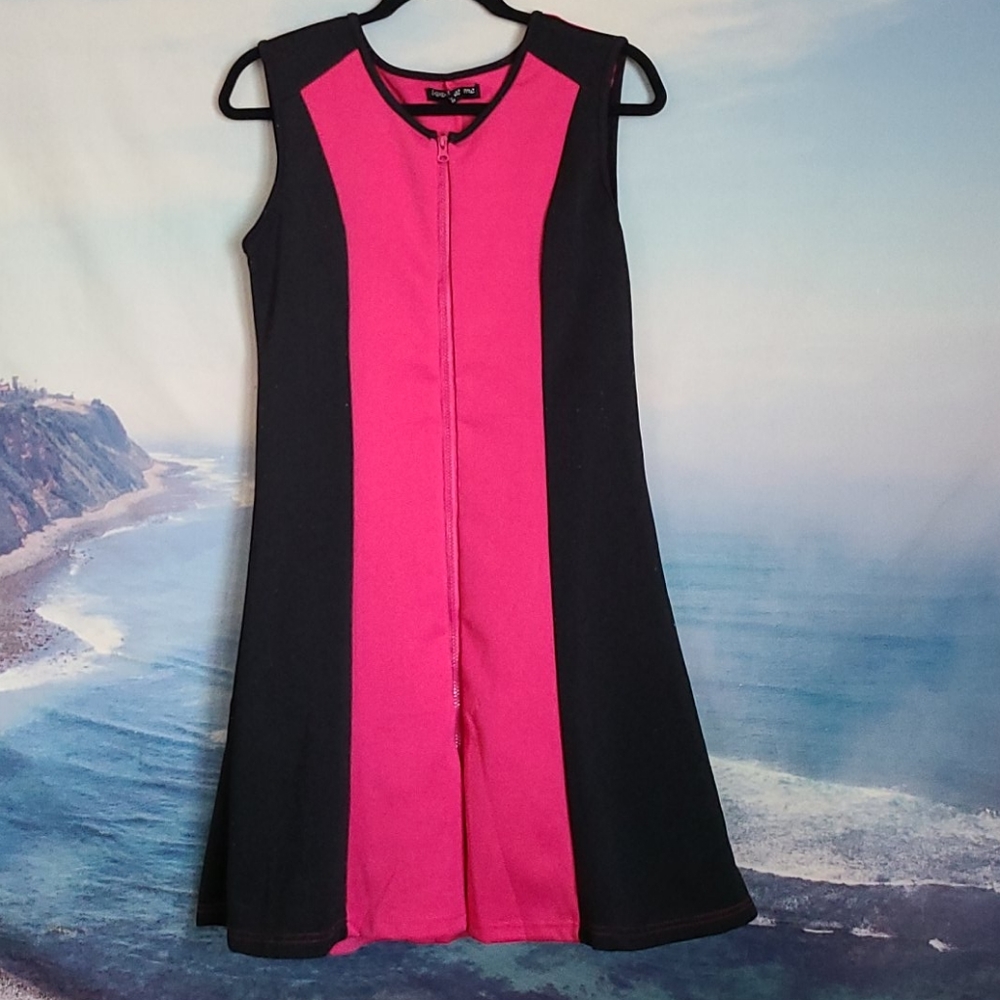 Women's Look At Me Hot Pink and Black Dress
